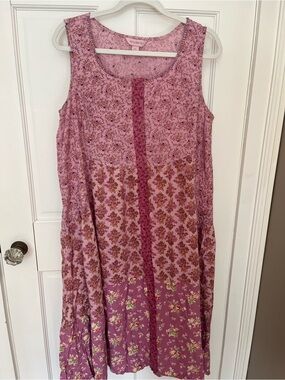 April Cornell XXL NWOT Sleeveless Pink Floral Patchwork Dress